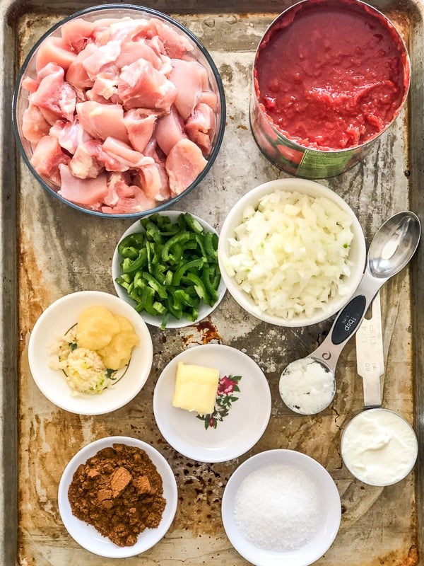 Ingredients to make Instant Pot chicken tikka masala. 