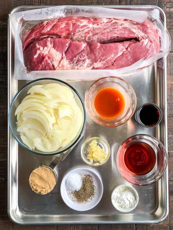 Ingredients for easy slow cooker pork tenderloin. 
