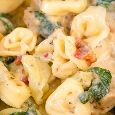 Flavored with sweet-tart sun-dried tomatoes, this Instant Pot creamy chicken tortellini takes minutes to make and is bursting with flavor. Concentrated flavors of oil-packed sun-dried tomatoes along with cheese give this weeknight meal that addicting taste of comfort food. Easy, quick and irresistibly delicious weeknight pasta for the whole family to enjoy! #busycooks #InstantPotrecipes #weeknightmeals #InstantPotPasta