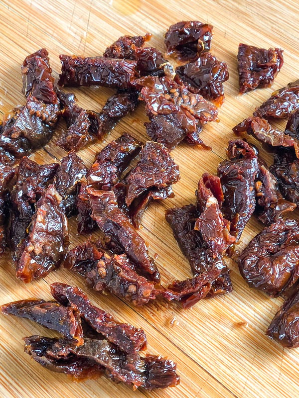 Chopped sun-dried tomatoes. 