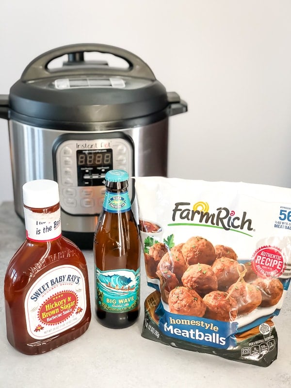 Ingredients to make Instant Pot beer BBQ meatballs. 