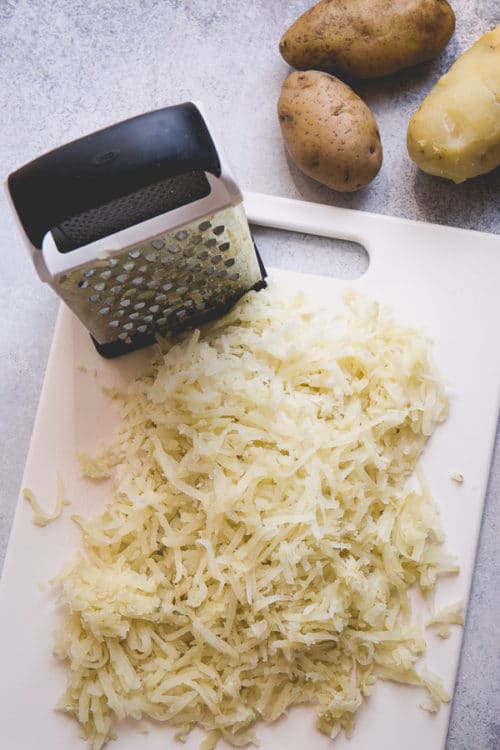 Leftover Instant Pot baked potatoes, peeled and grated for hashbrowns.