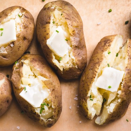 Instant pot baked potatoes with butter.