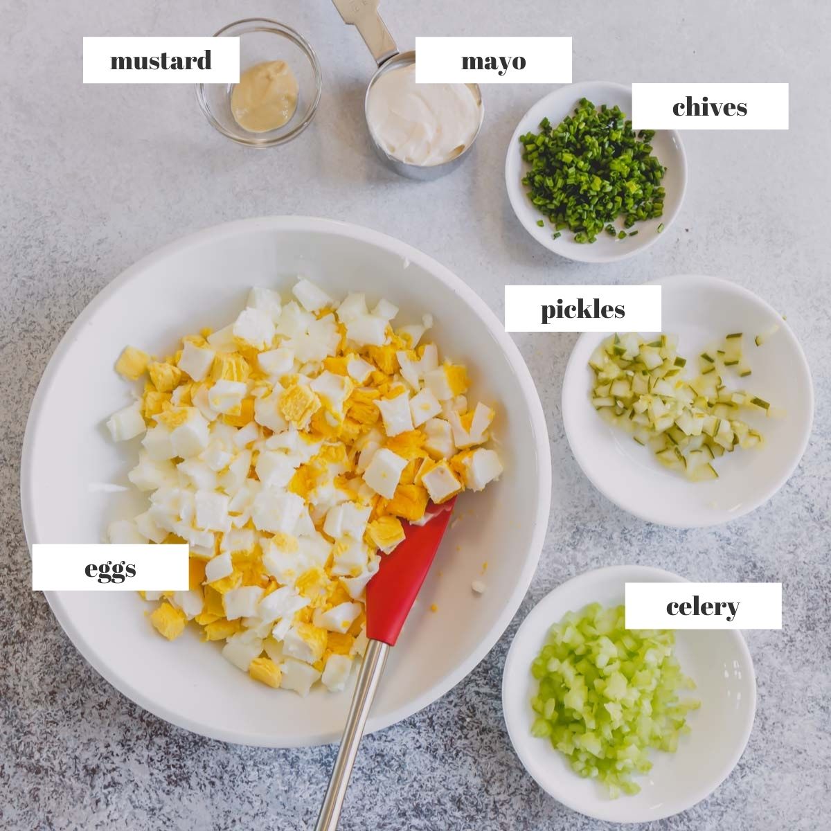 Instant Pot egg salad ingredients.