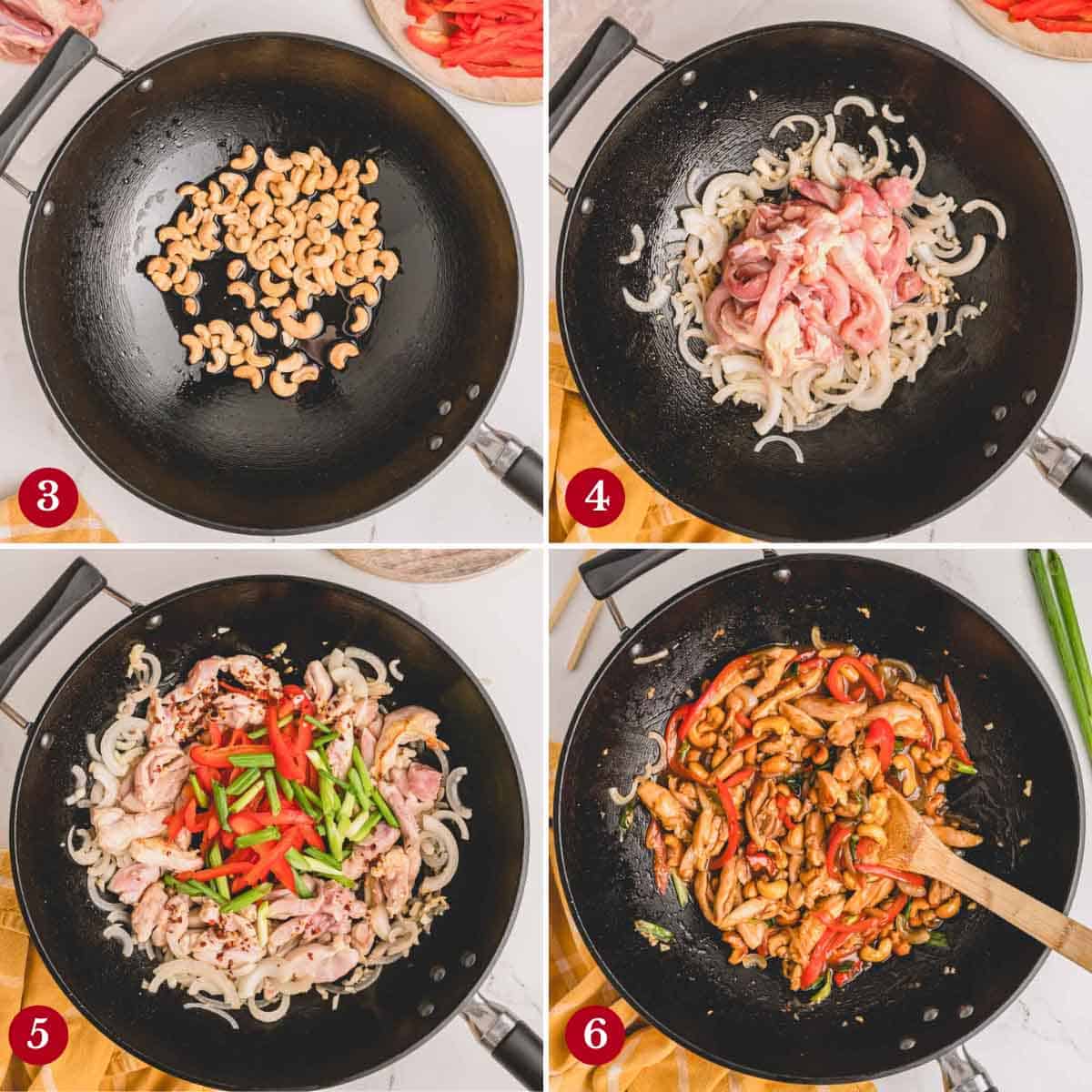 Step by step photos of making the chicken stir fry.