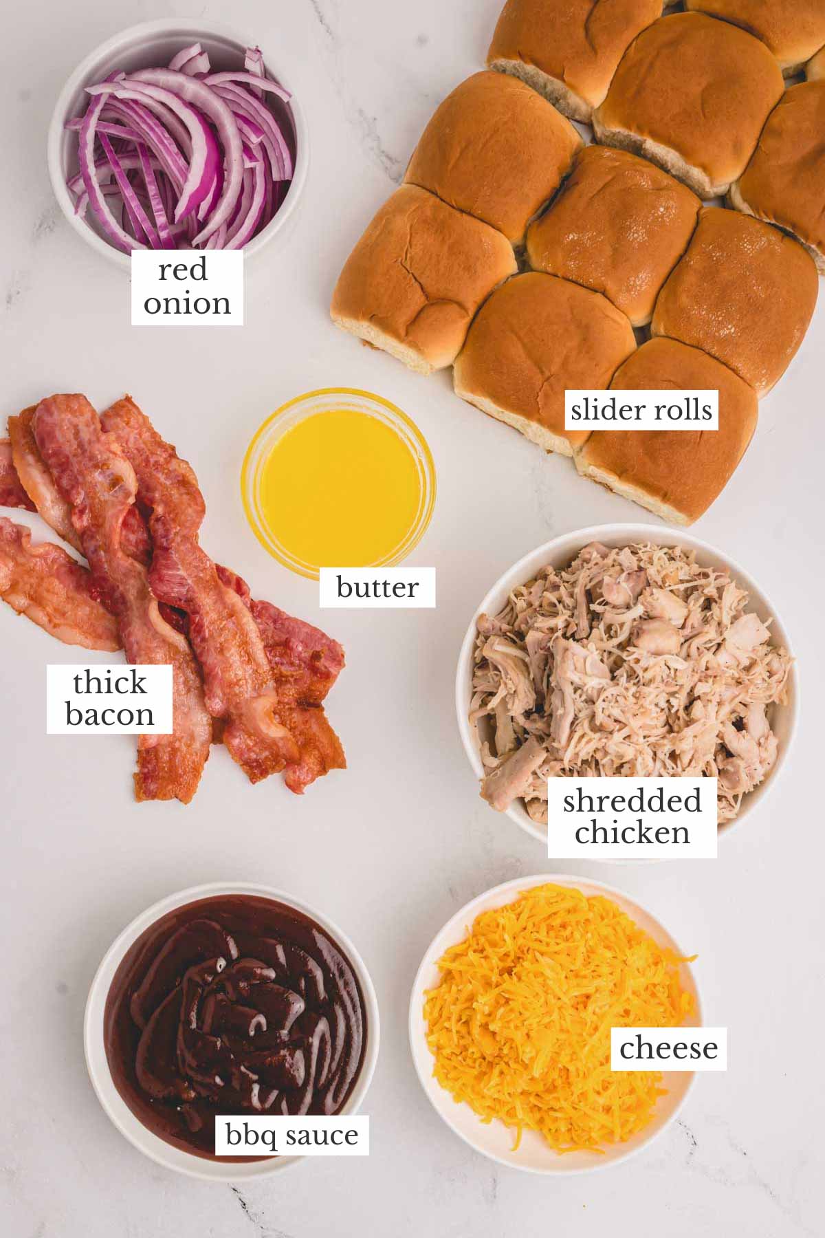 BBQ Chicken Sliders ingredients.