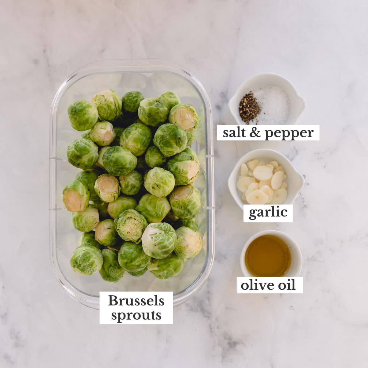 Ingredients for air fryer brussels sprouts.