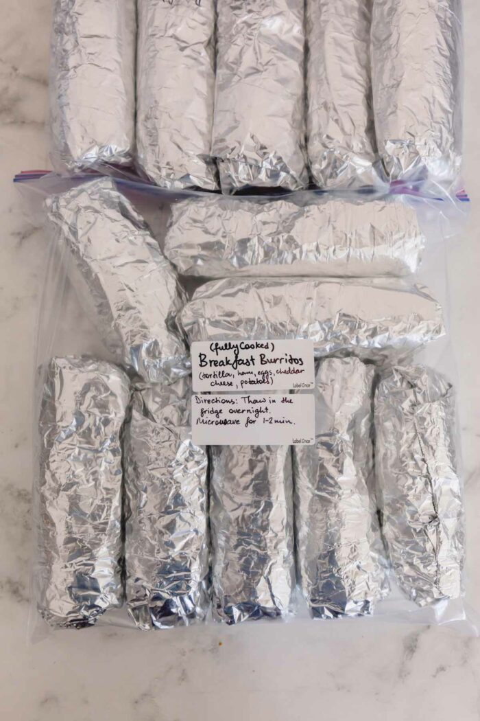breakfast burritos wrapped in foil