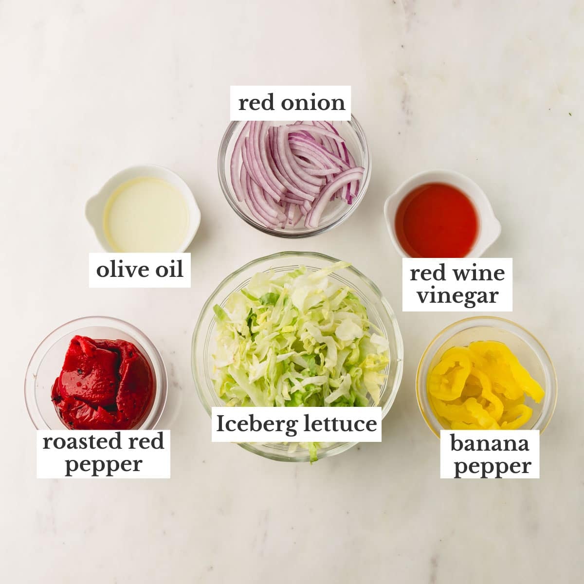 Ingredients to make a grinder salad.