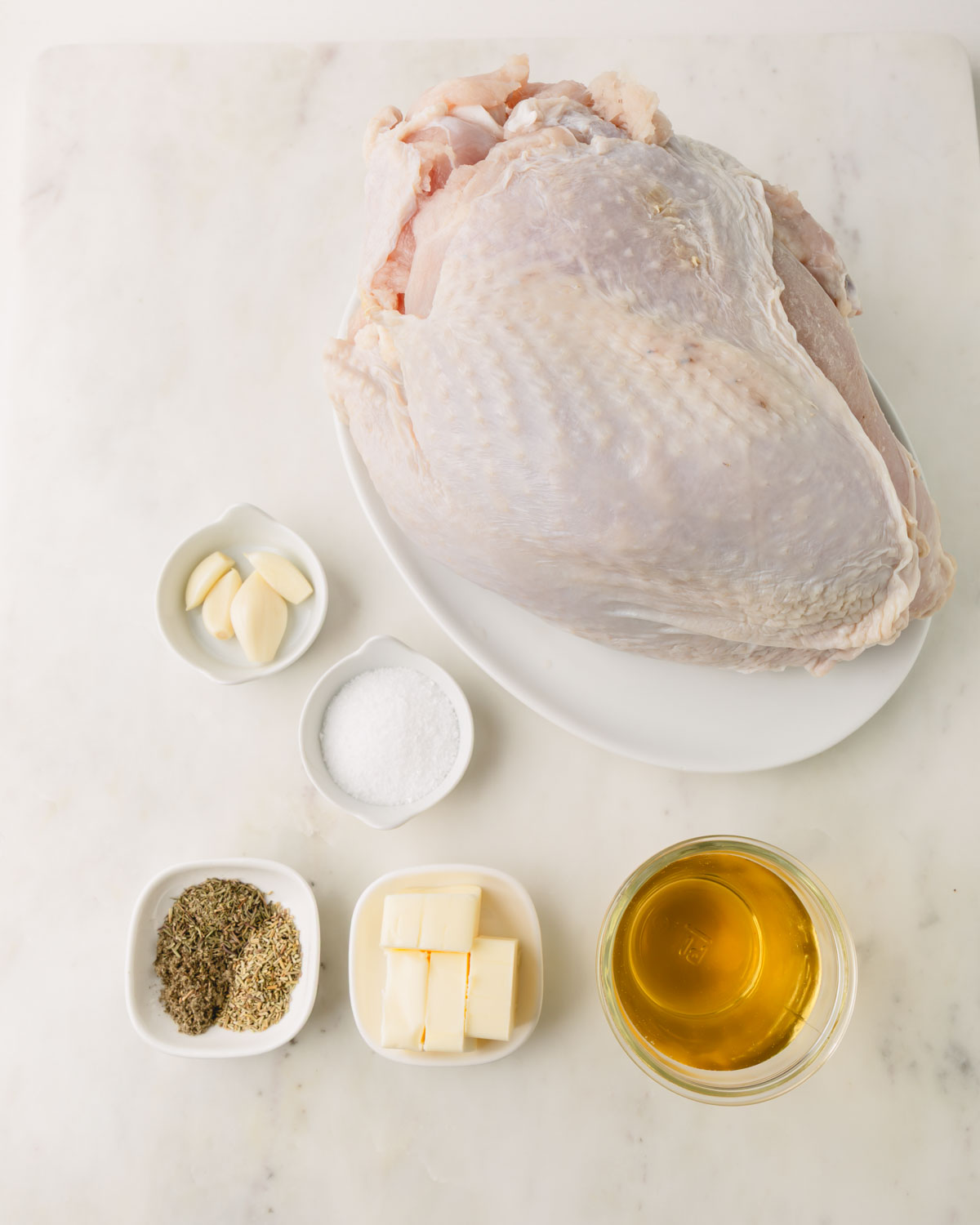 Ingredients for roasted turkey breast.