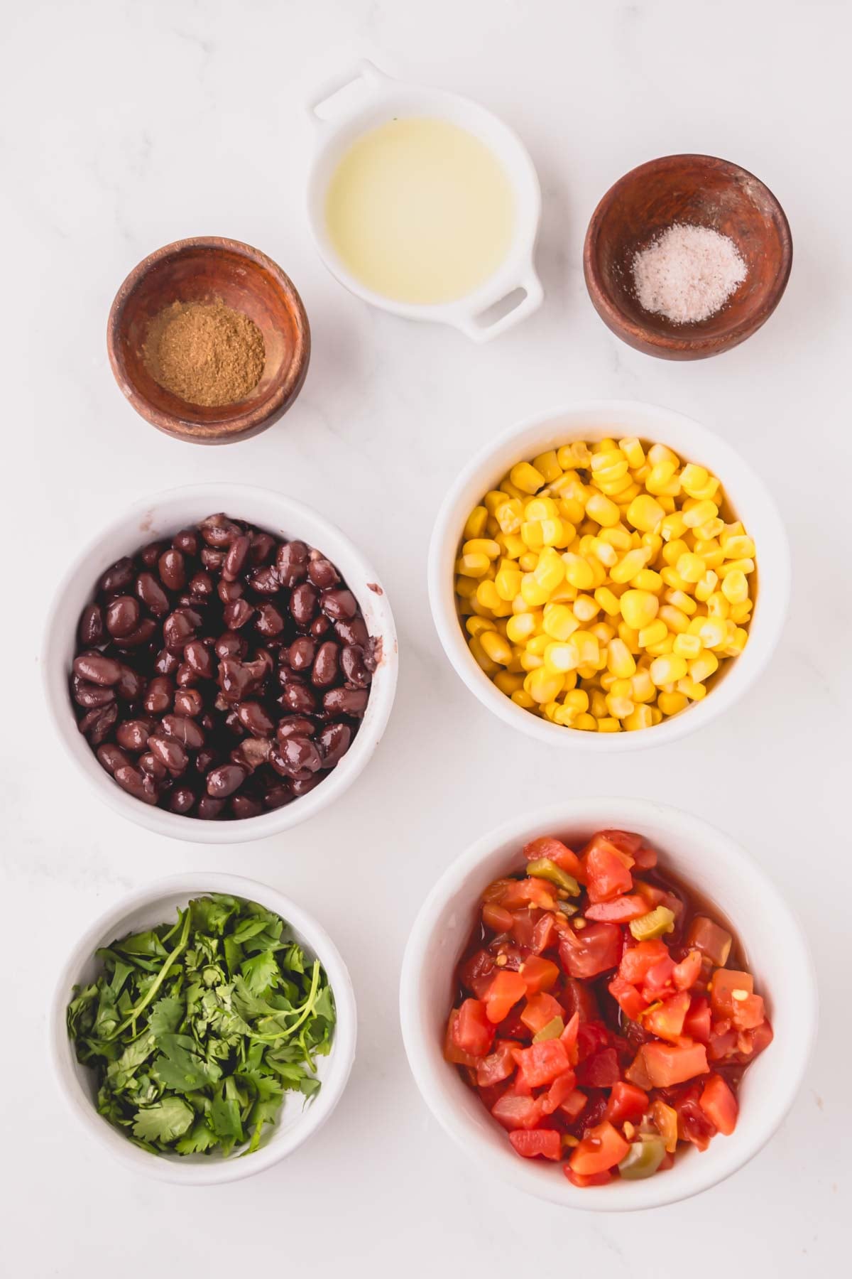 Ingredients for corn and black bean salsa.
