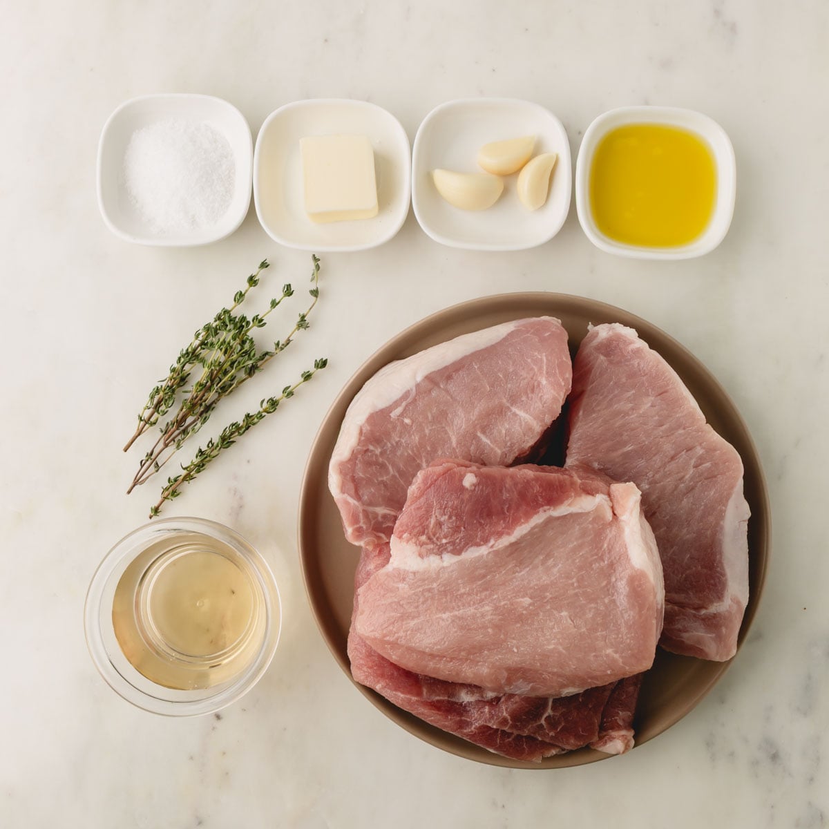 Ingredients for cast iron pork chops.