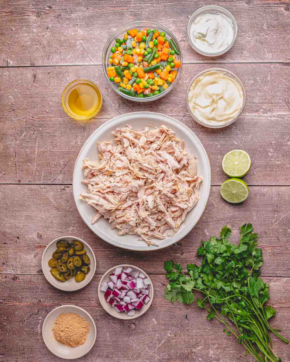 Ingredients for Mexican chicken salad.