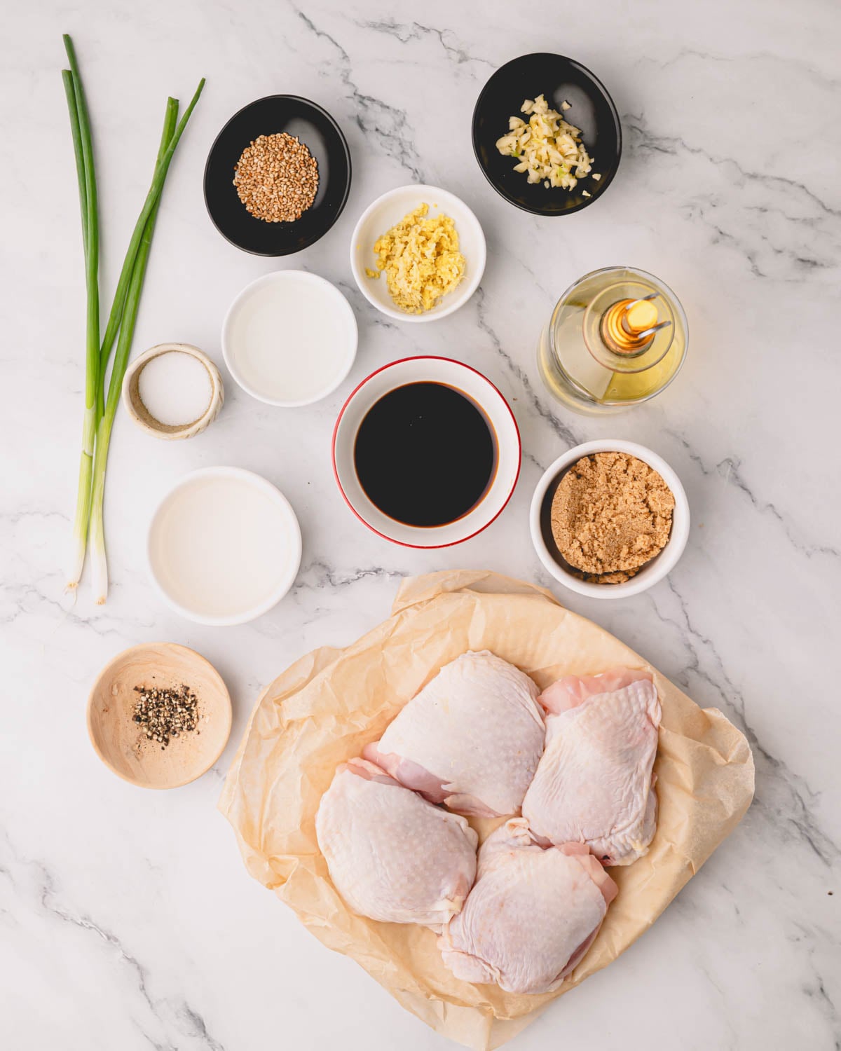 Ingredients for shoyu chicken.