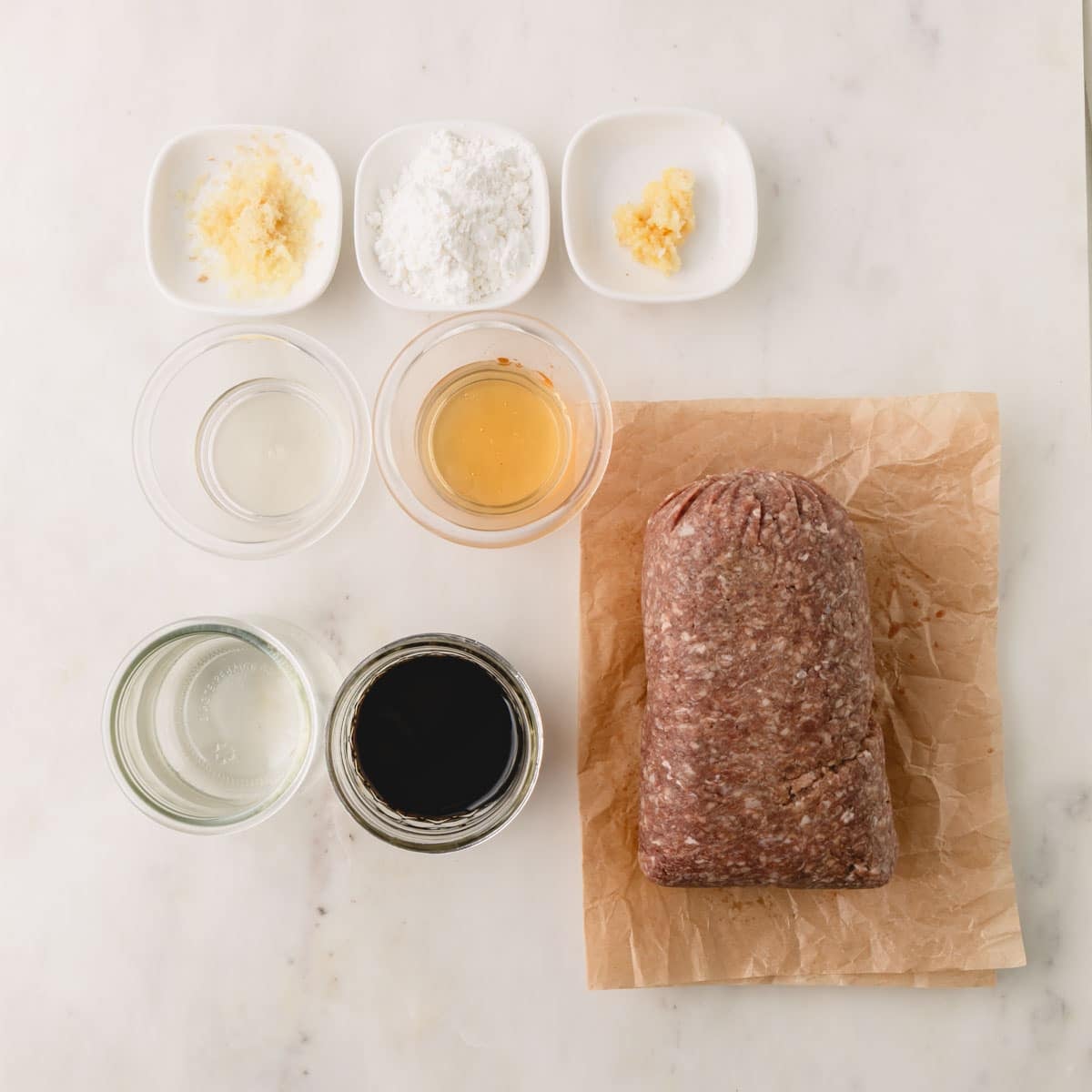 Ingredients for ground beef teriyaki.
