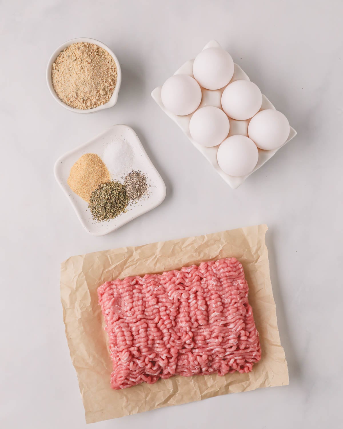 Ingredients for air fryer turkey meatballs.