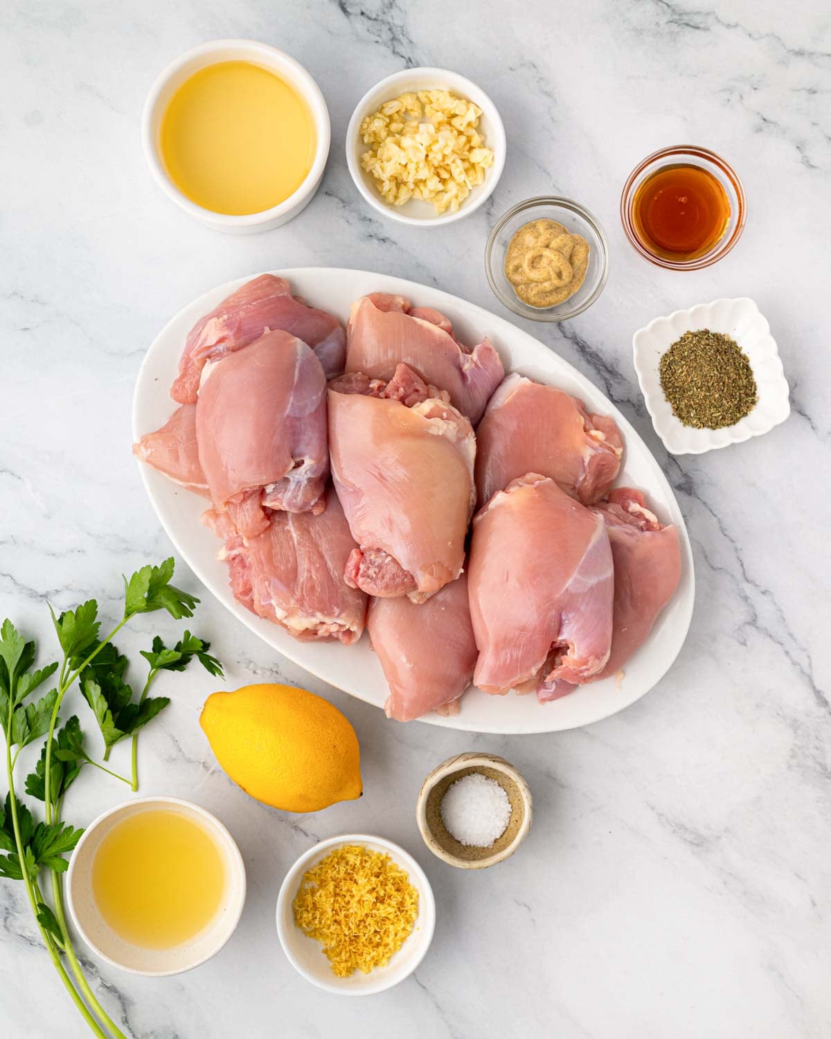 Ingredients for grilled lemon chicken.