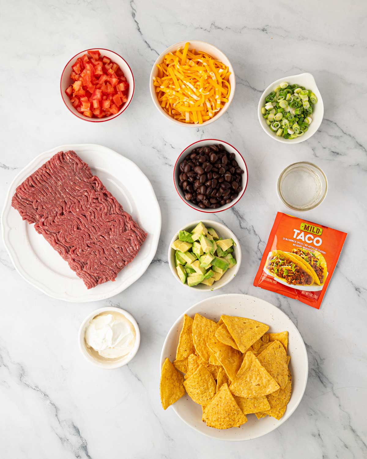 Ingredients for air fryer nachos.